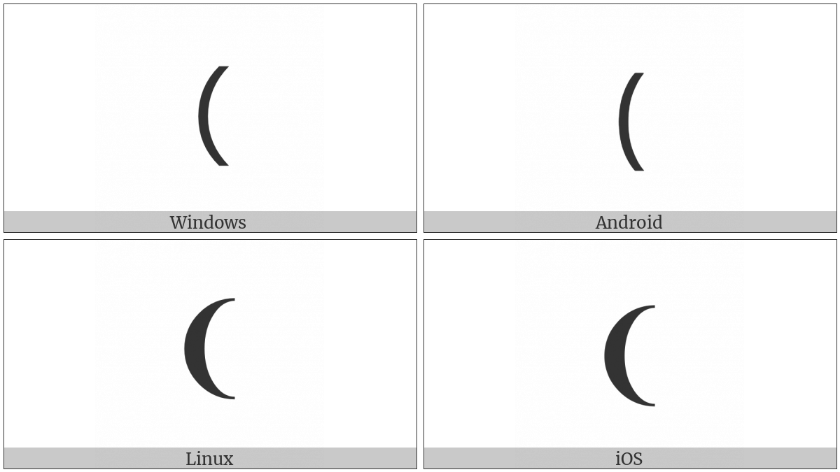 Medium Left Parenthesis Ornament on various operating systems