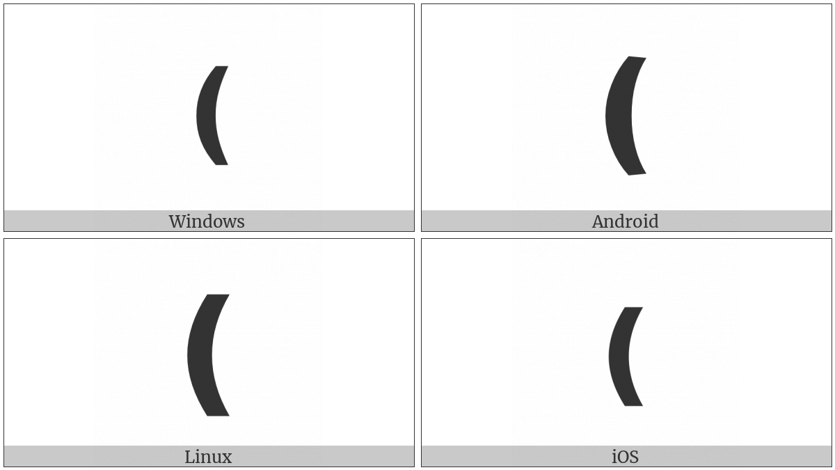 Medium Flattened Left Parenthesis Ornament on various operating systems