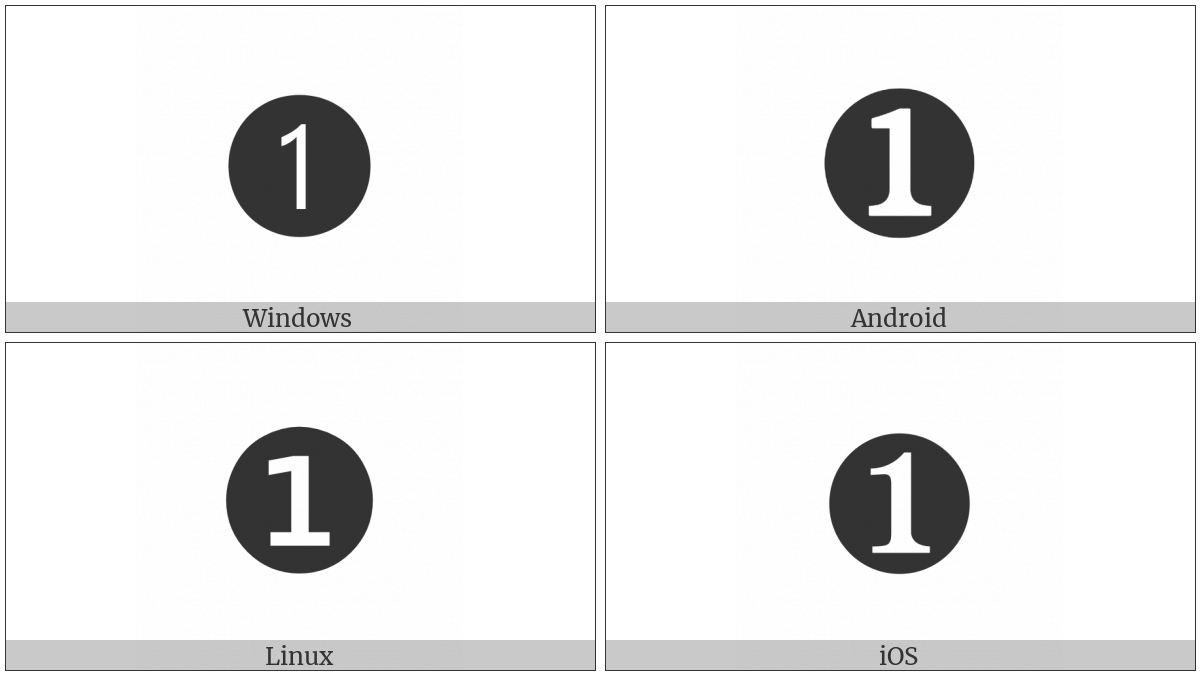 Dingbat Negative Circled Digit One on various operating systems