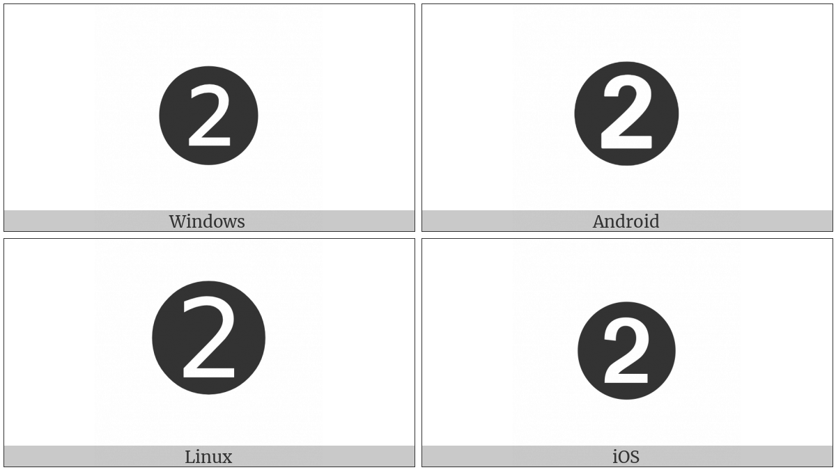 Dingbat Negative Circled Sans-Serif Digit Two on various operating systems