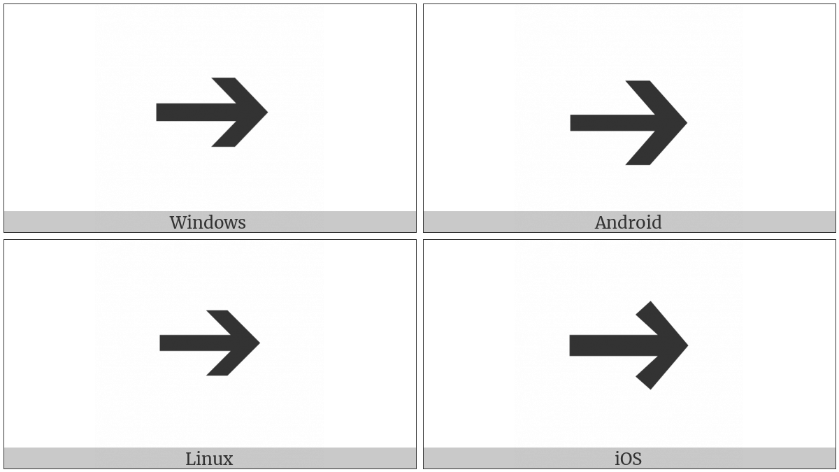 Heavy Wide-Headed Rightwards Arrow on various operating systems