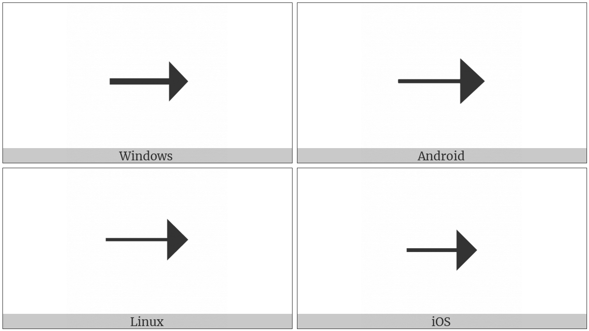 Triangle-Headed Rightwards Arrow on various operating systems