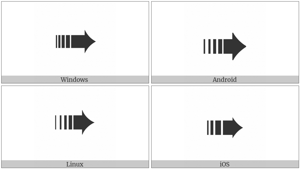 Heavy Dashed Triangle-Headed Rightwards Arrow on various operating systems