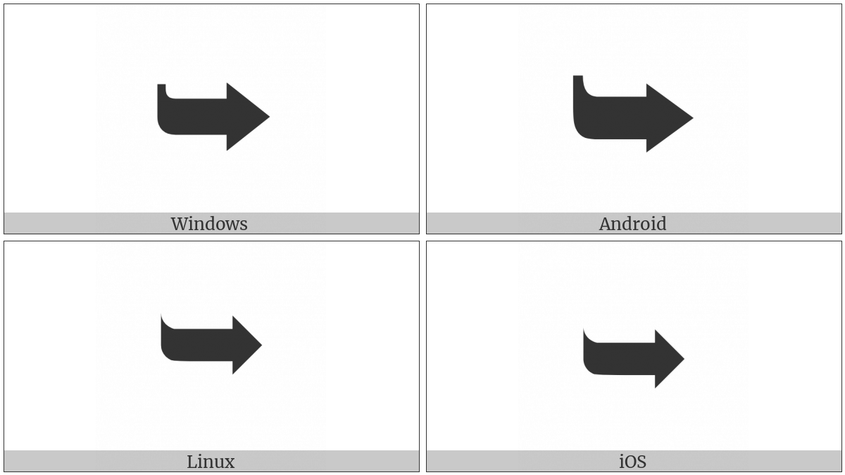 Heavy Black Curved Downwards And Rightwards Arrow on various operating systems