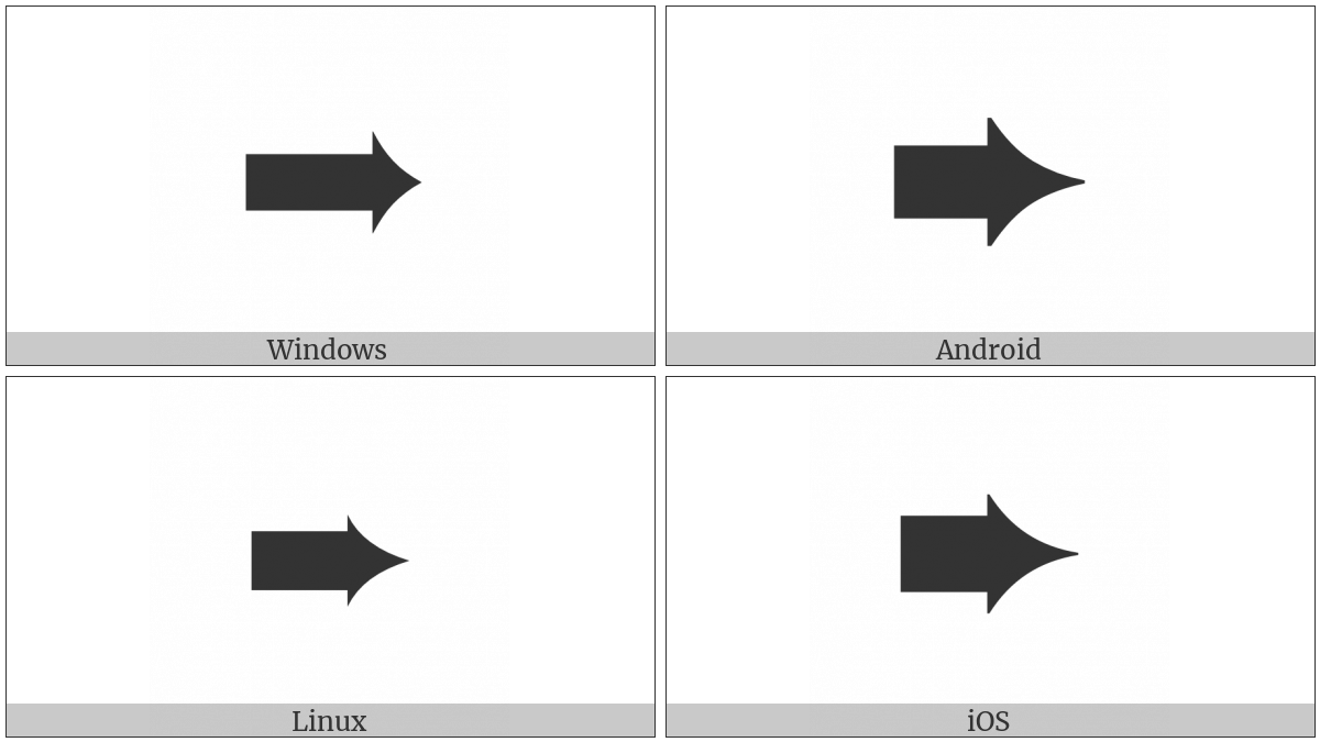 Heavy Concave-Pointed Black Rightwards Arrow on various operating systems