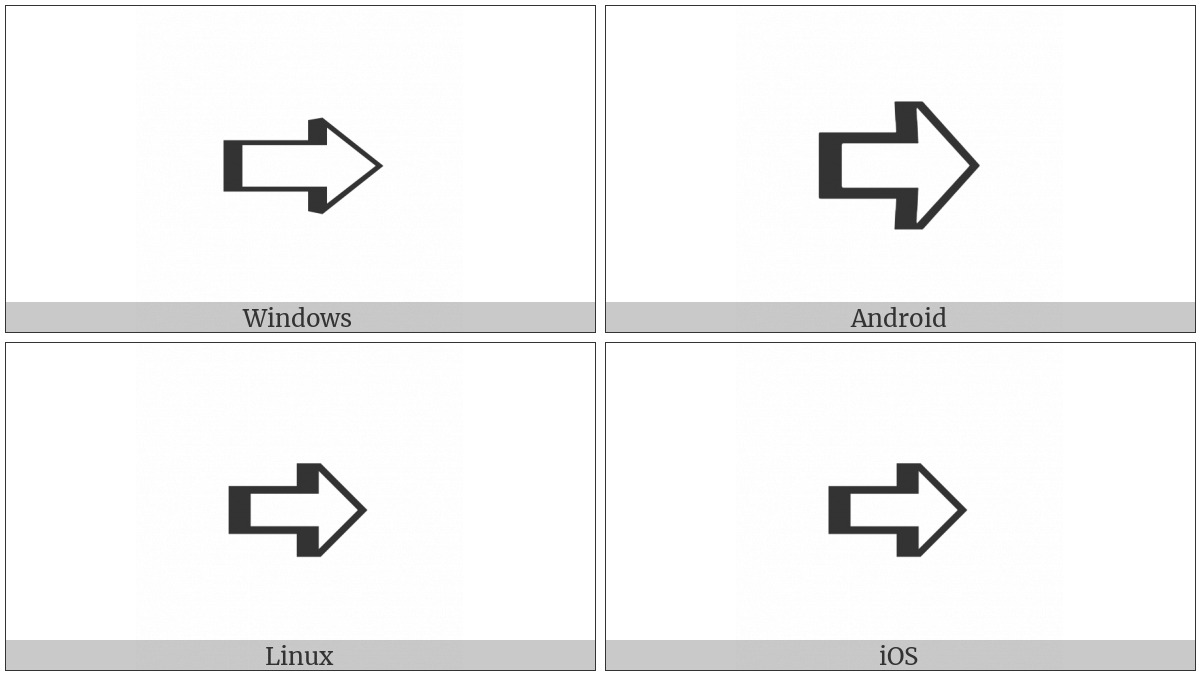 Left-Shaded White Rightwards Arrow on various operating systems