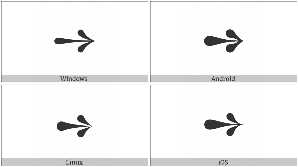 Teardrop-Barbed Rightwards Arrow on various operating systems