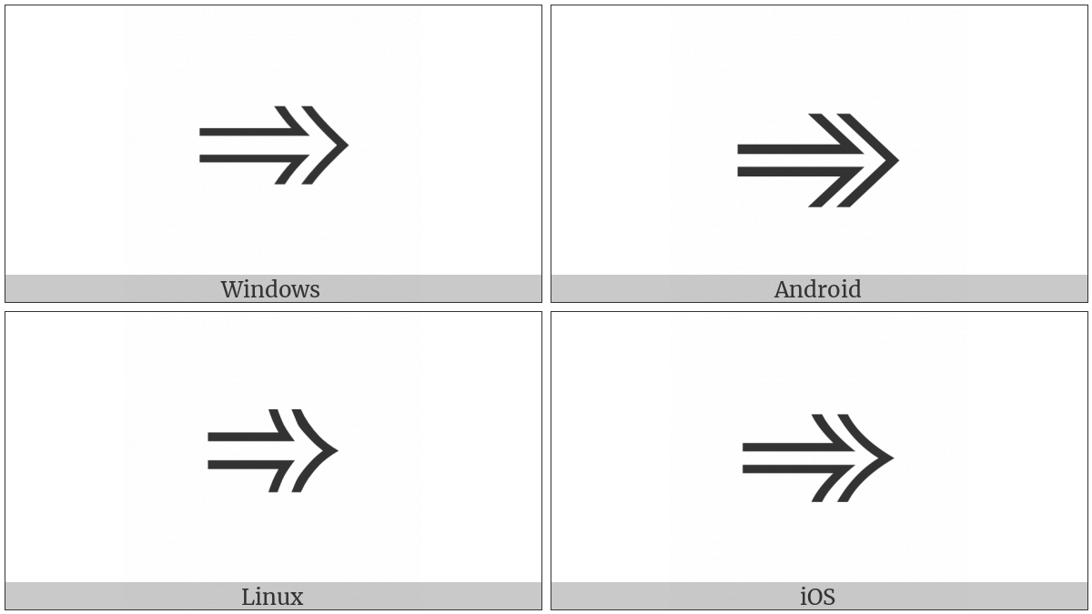 Open-Outlined Rightwards Arrow on various operating systems