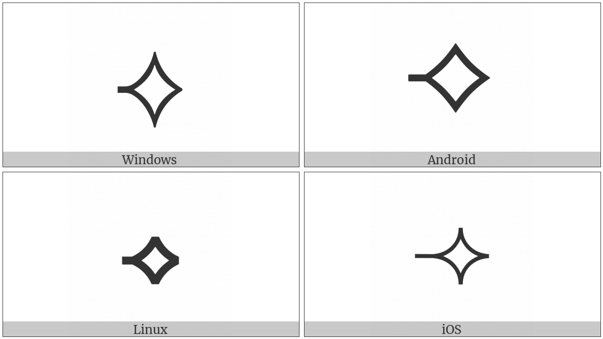 White Concave-Sided Diamond With Leftwards Tick on various operating systems