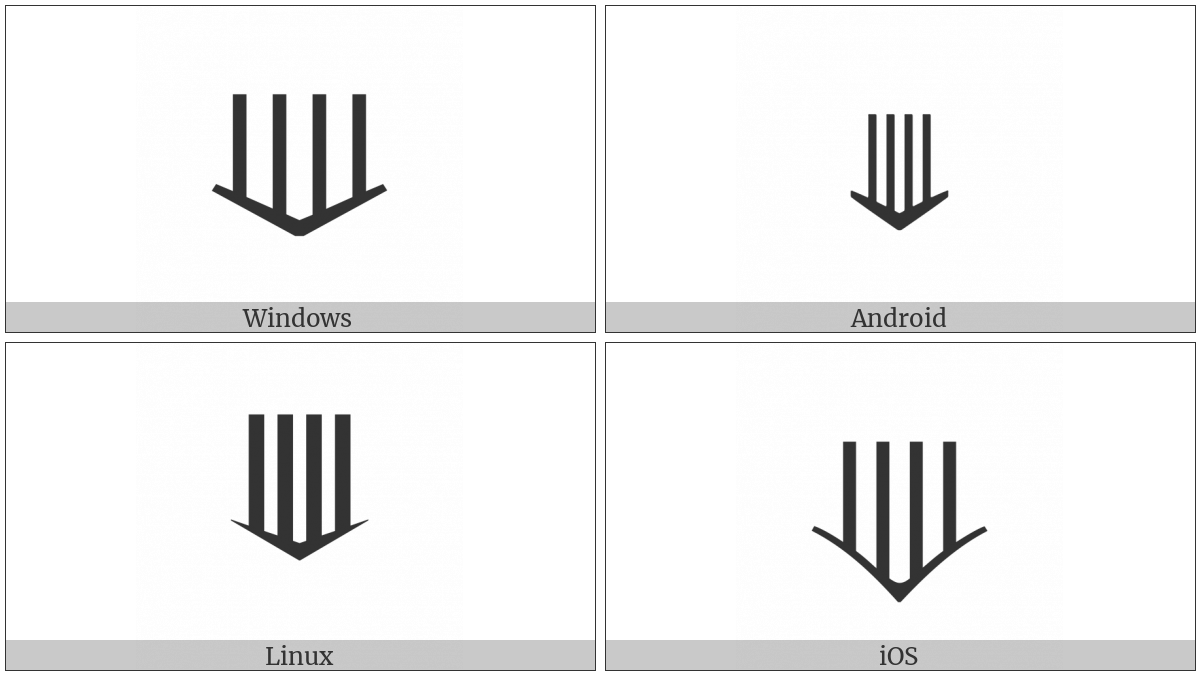 Downwards Quadruple Arrow on various operating systems