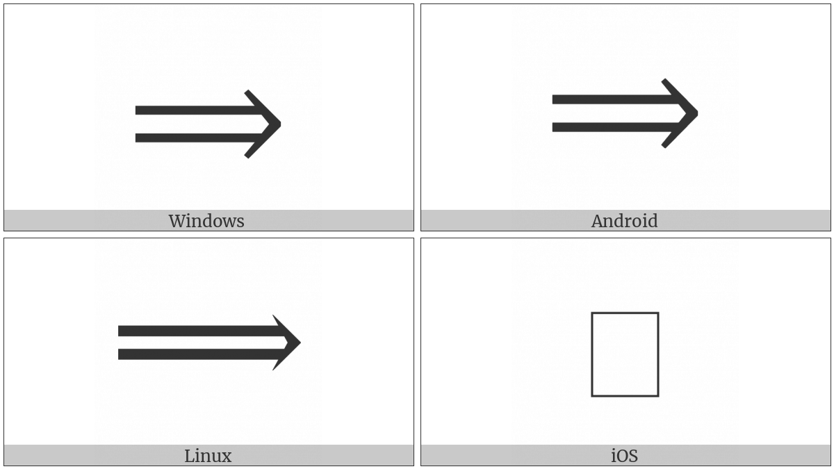 Long Rightwards Double Arrow on various operating systems