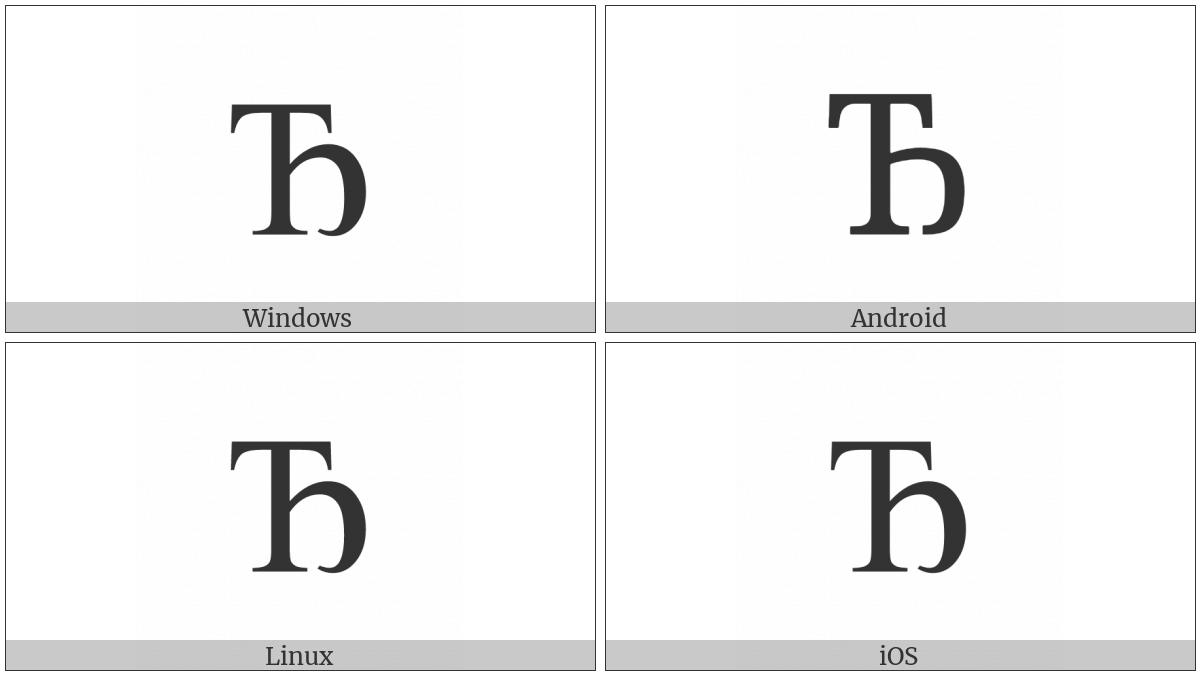 Cyrillic Capital Letter Dje on various operating systems