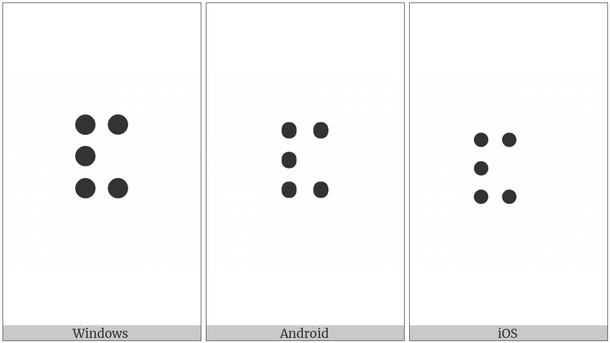 Braille Pattern Dots-12346 on various operating systems