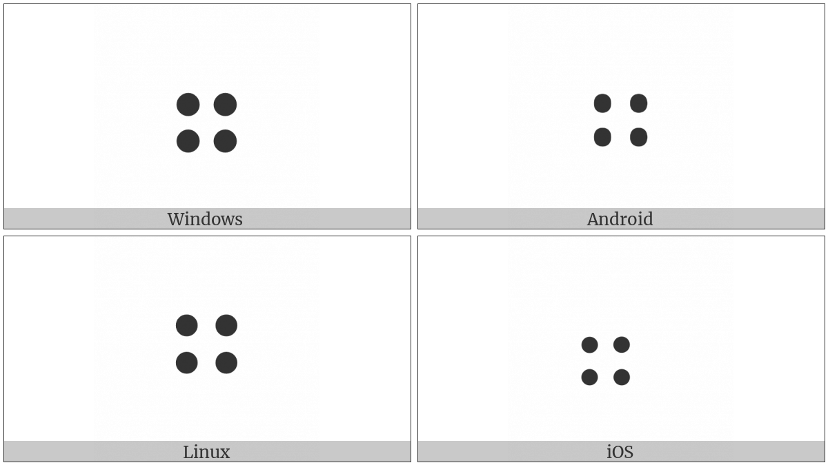 Braille Pattern Dots-2356 on various operating systems