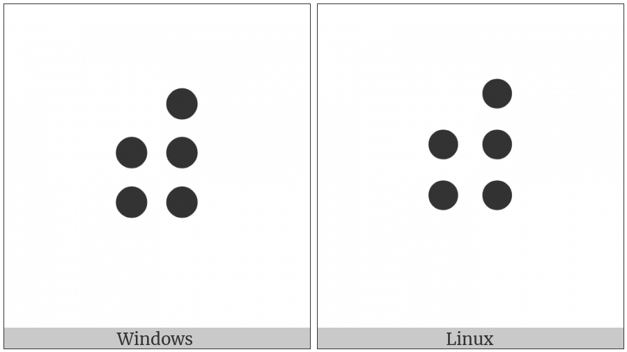 Braille Pattern Dots-23456 on various operating systems