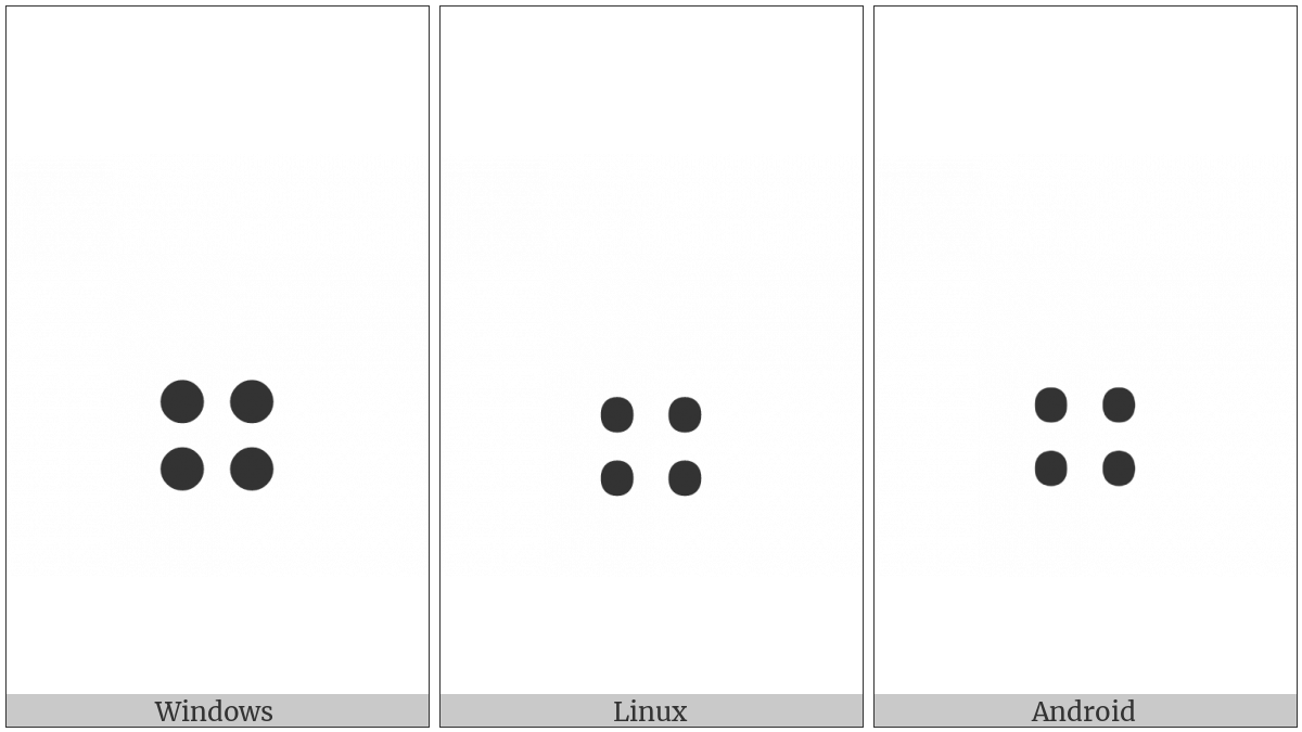 Braille Pattern Dots-3678 on various operating systems