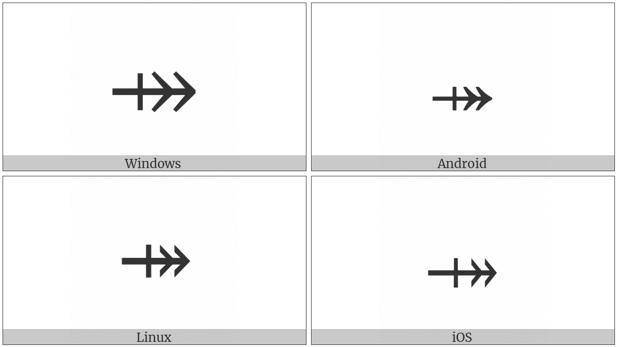 Rightwards Two-Headed Arrow With Vertical Stroke on various operating systems