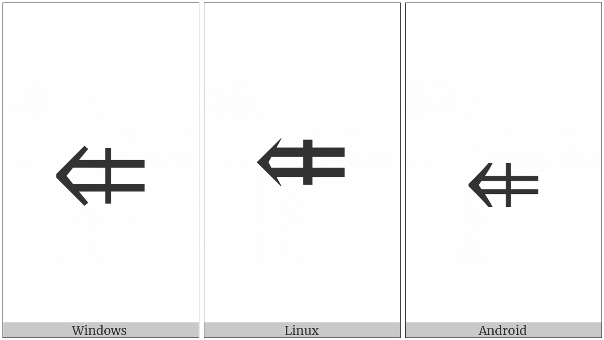 Leftwards Double Arrow With Vertical Stroke on various operating systems