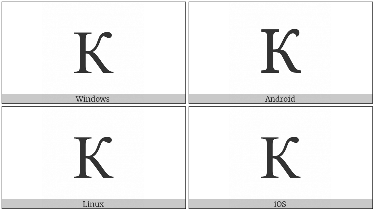 Cyrillic Capital Letter Ka on various operating systems