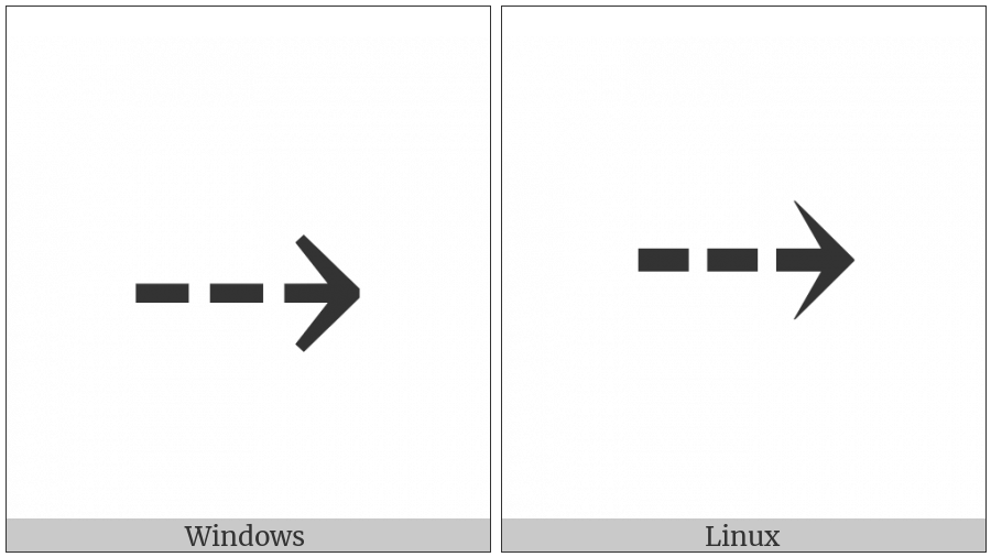 Rightwards Triple Dash Arrow on various operating systems