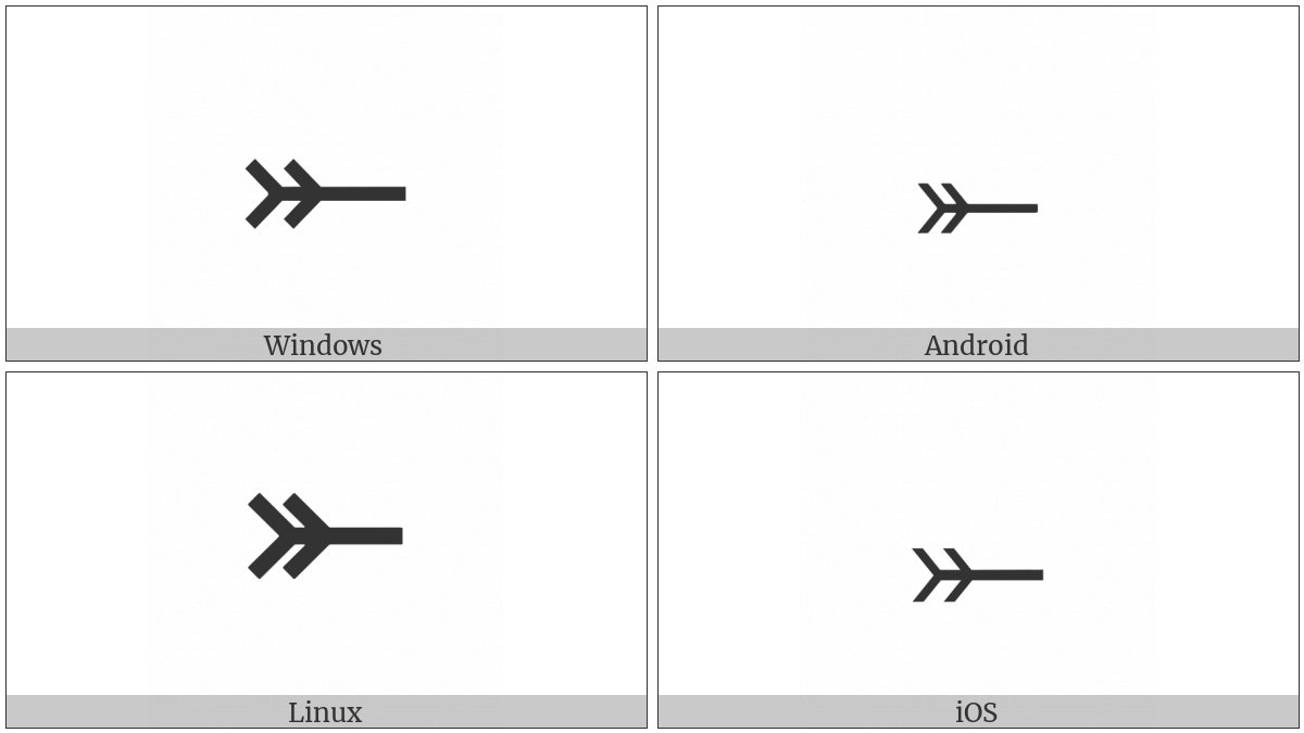 Rightwards Double Arrow-Tail on various operating systems