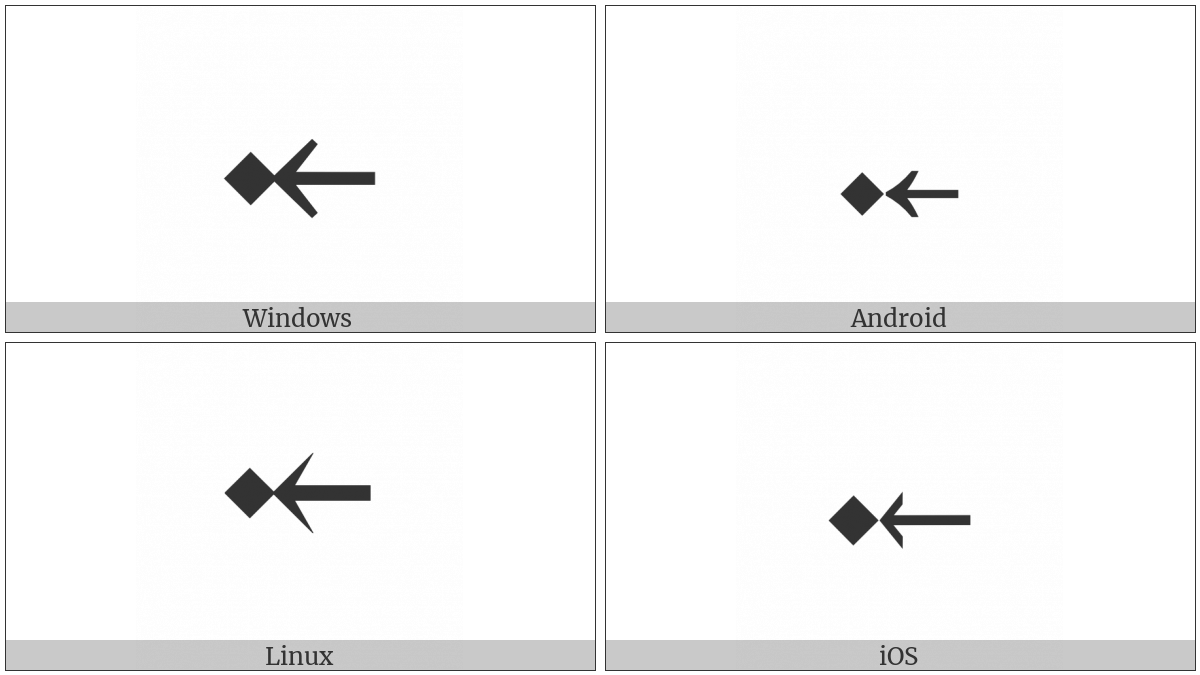 Leftwards Arrow To Black Diamond on various operating systems