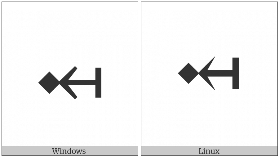 Leftwards Arrow From Bar To Black Diamond on various operating systems