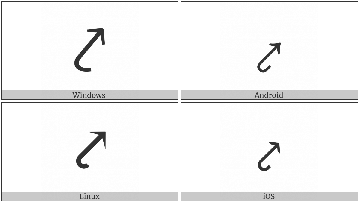 North East Arrow With Hook on various operating systems