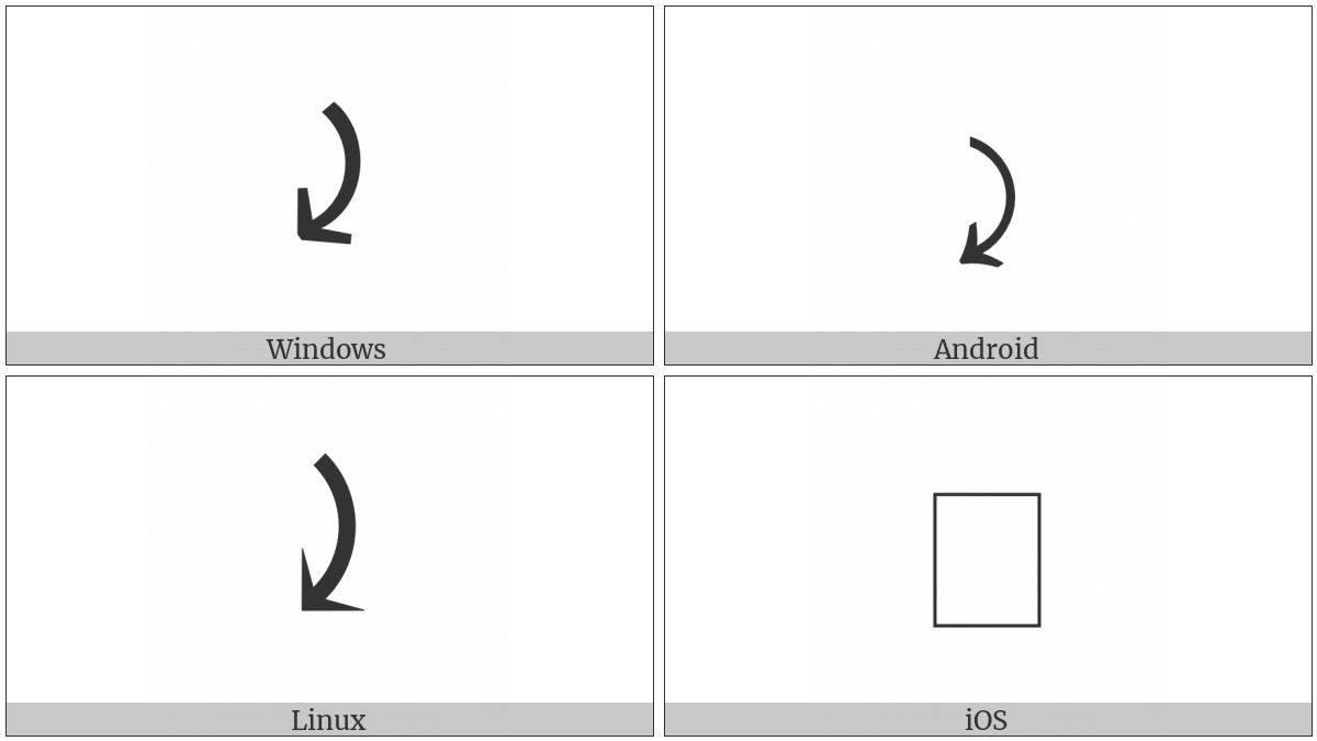 Right-Side Arc Clockwise Arrow on various operating systems