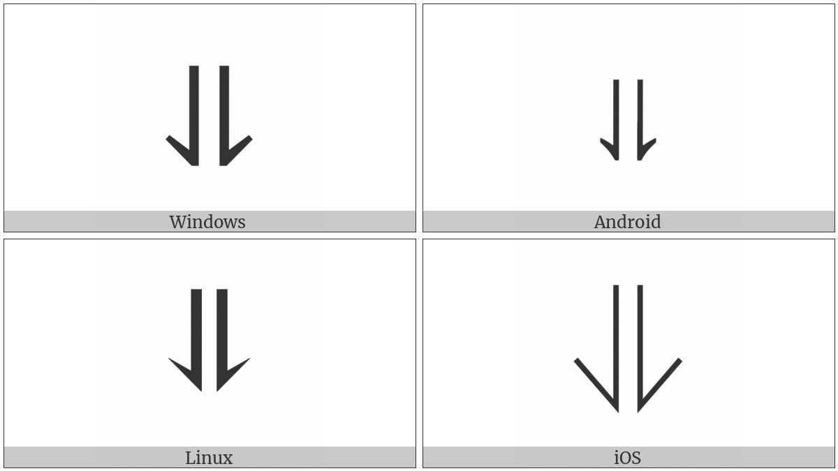 Downwards Harpoon With Barb Left Beside Downwards Harpoon With Barb Right on various operating systems