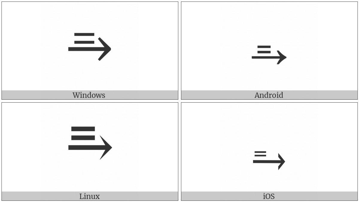 Equals Sign Above Rightwards Arrow on various operating systems