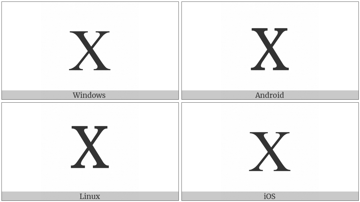 Cyrillic Capital Letter Ha on various operating systems