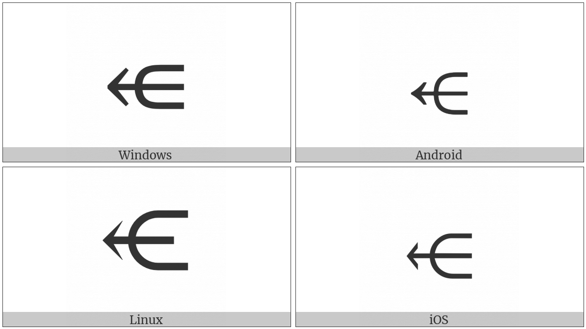 Leftwards Arrow Through Subset on various operating systems