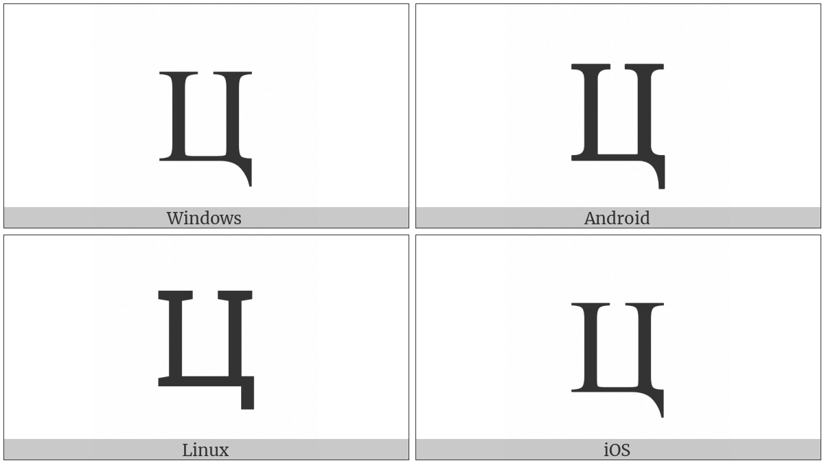 Cyrillic Capital Letter Tse on various operating systems