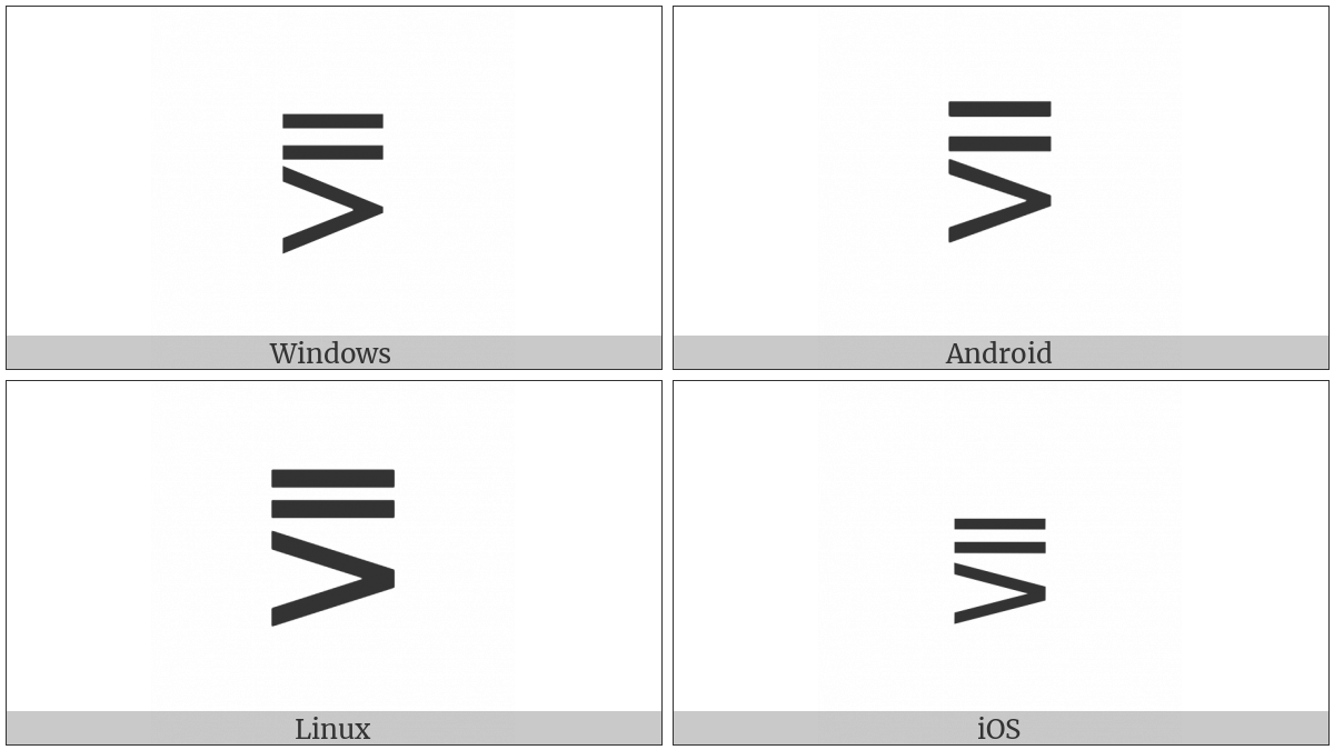 Double-Line Equal To Or Greater-Than on various operating systems