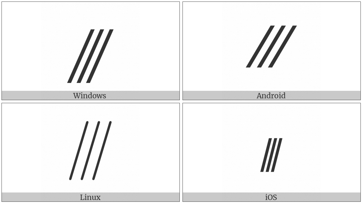 Triple Solidus Binary Relation on various operating systems