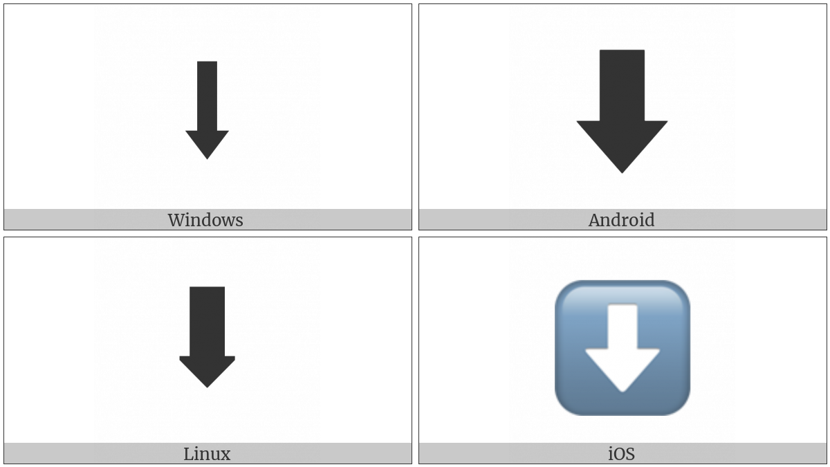 Downwards Black Arrow on various operating systems