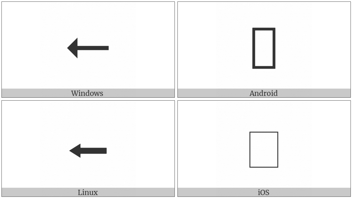 Leftwards Triangle-Headed Arrow on various operating systems