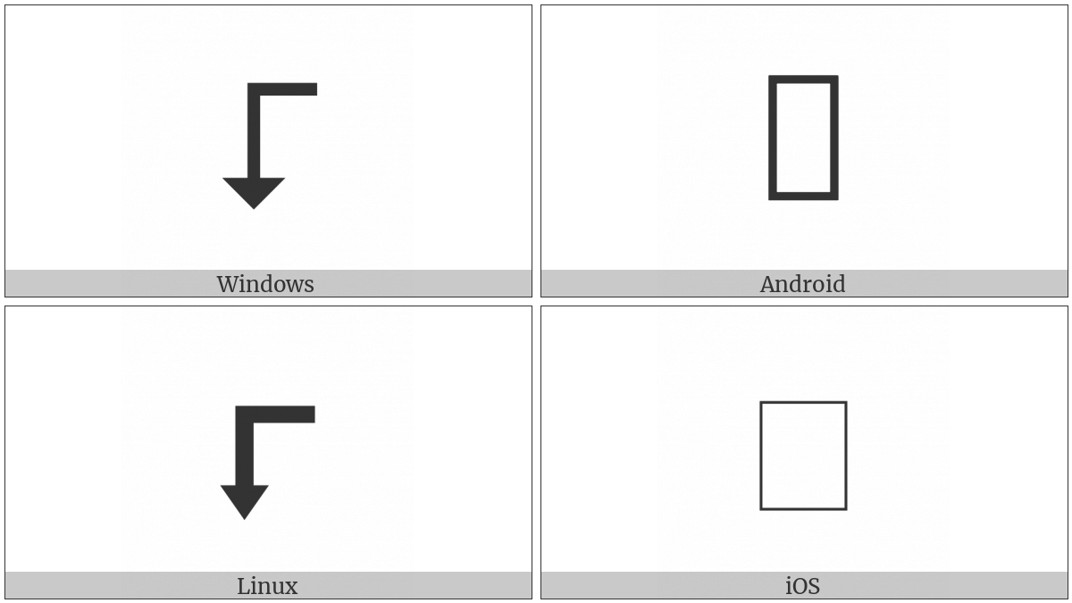 Leftwards Triangle-Headed Arrow With Long Tip Downwards on various operating systems