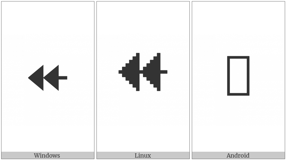 Leftwards Two-Headed Arrow With Triangle Arrowheads on various operating systems