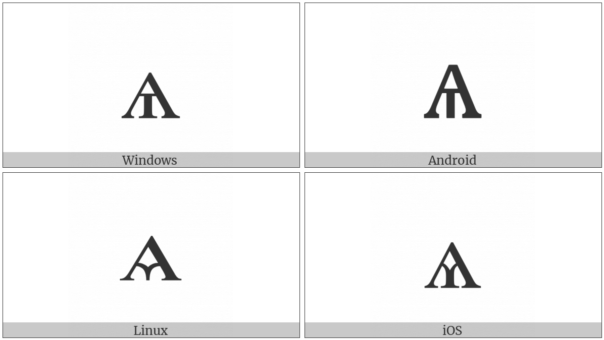 Cyrillic Small Letter Little Yus on various operating systems