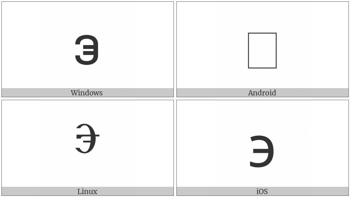 Glagolitic Small Letter Yestu on various operating systems