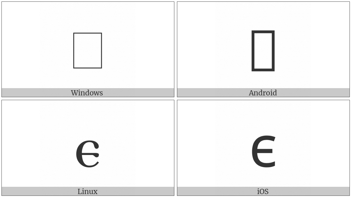 Coptic Small Letter Eie on various operating systems