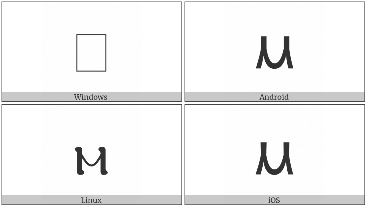 Coptic Small Letter Mi on various operating systems