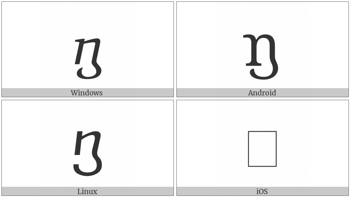 Georgian Small Letter Gan on various operating systems