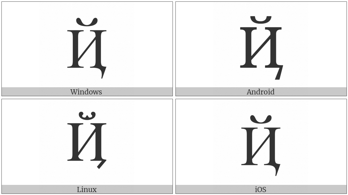 Cyrillic Capital Letter Short I With Tail on various operating systems