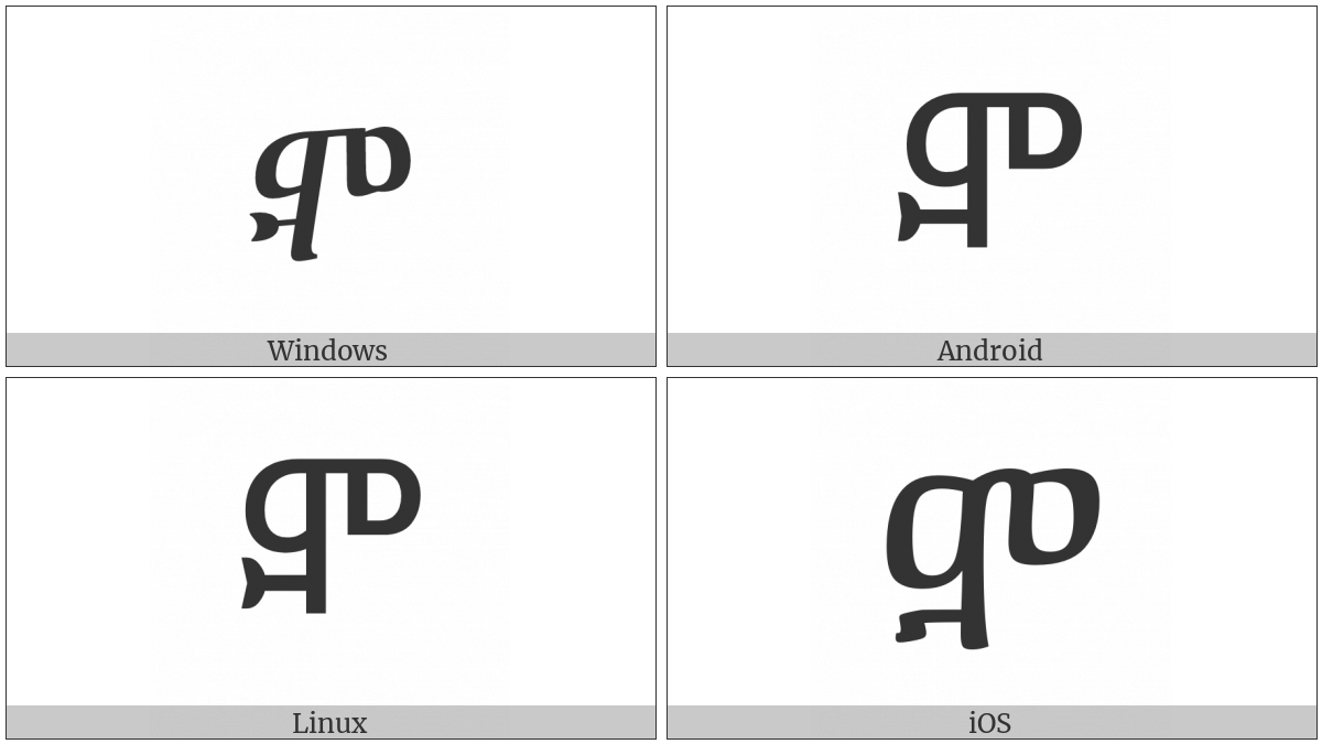 Ethiopic Syllable Moa on various operating systems