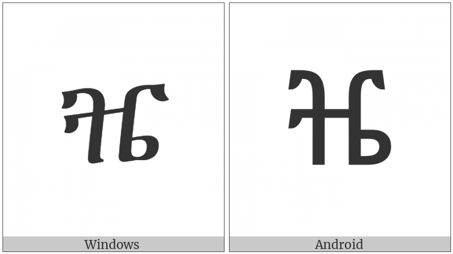 Ethiopic Syllable Zzee on various operating systems