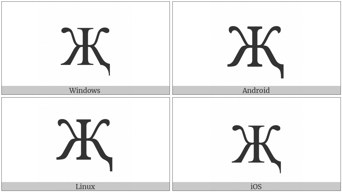 Cyrillic Capital Letter Zhe With Descender on various operating systems