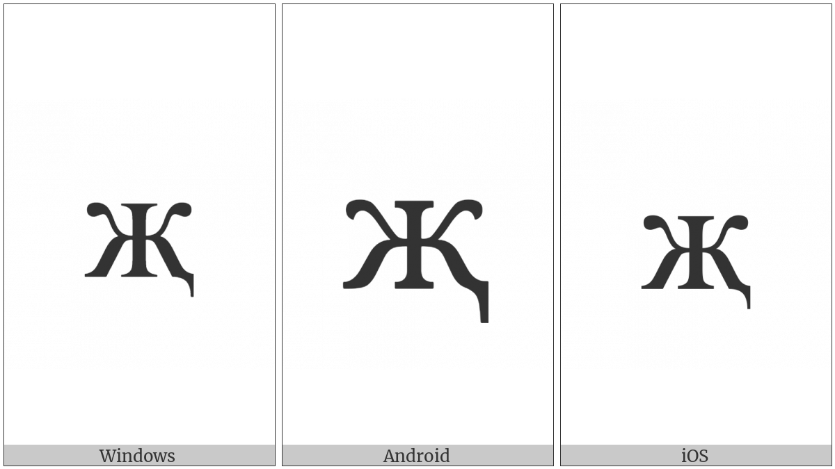 Cyrillic Small Letter Zhe With Descender on various operating systems